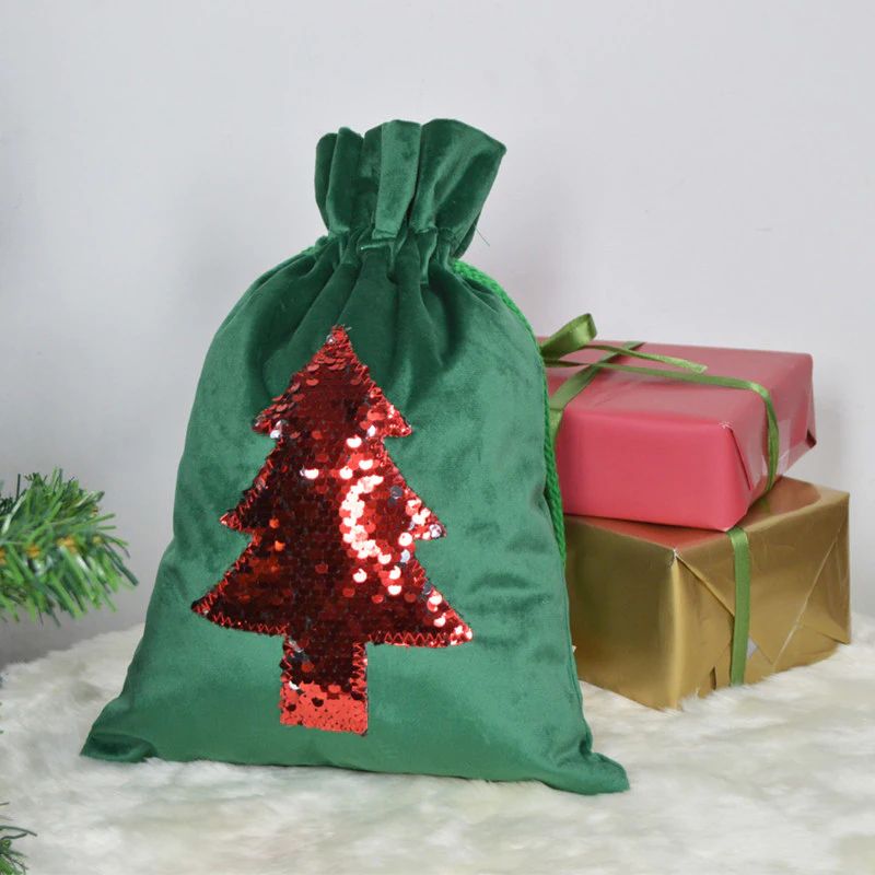 Samt Weihnachten Santa Sack Schnur Kordelzug Kinder Luxus Weihnachten Geschenk Tasche Frohe Weihnachten 8