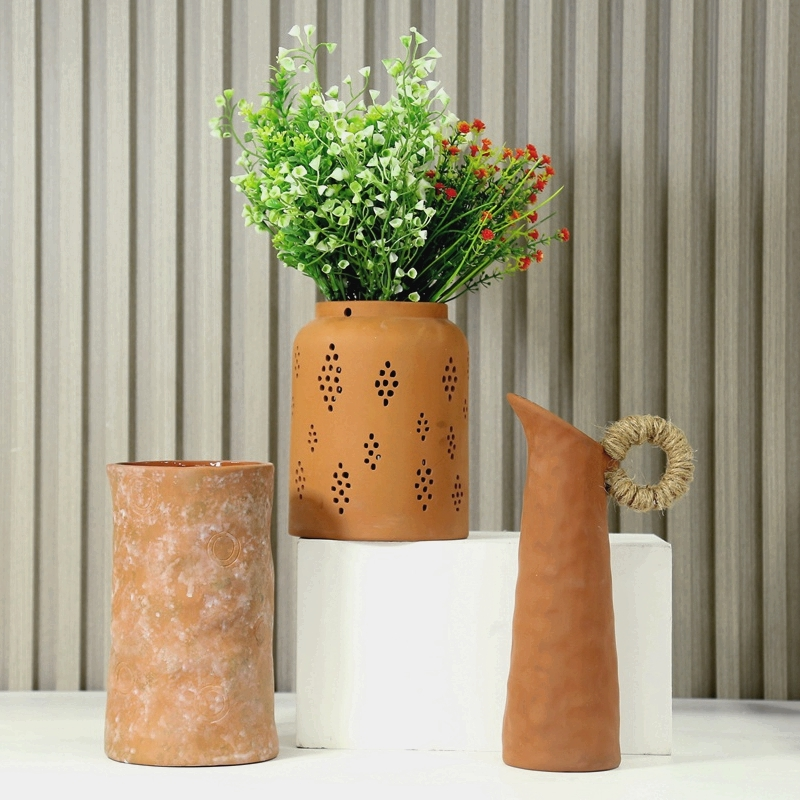 Red Pottery Pot Outdoor Flower Pots Breathable Rose Succulent Plant Planters Garden Supplies 1