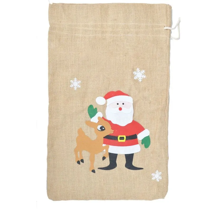 Christmas Gift Bag Drawstring Santa Sacks Candy Cookie Storage Large Bag Xmas Tree Ornament Festival Decor 1