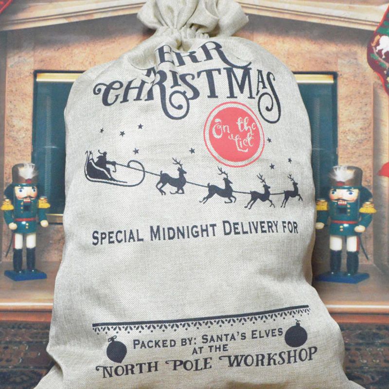 Weihnachtsgeschenkbeutel mit Kordelzug, Weihnachtsmannsäcke, Süßigkeiten- und Keksaufbewahrung, große Tasche, Weihnachtsbaumschmuck, Festival-Dekoration 4