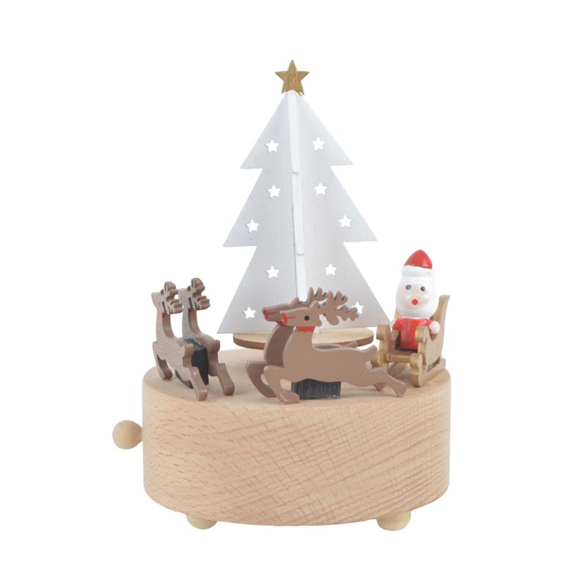 Neue handgefertigte Spieluhr aus Holz, Retro, rotierende Spieluhr zum Abspielen von Musik, Heimdekoration, DIY-Holzherstellung, Dekoration, Geburtstagsgeschenk 1