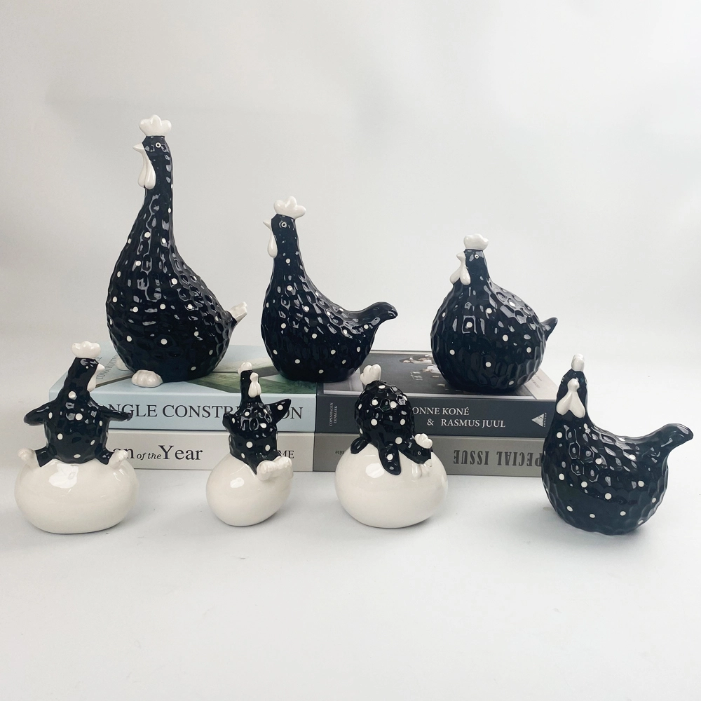 Adornos de pollo estilo campestre, accesorios para el hogar, decoración de gabinete de cerámica, simulación de animales, decoración de patio 1