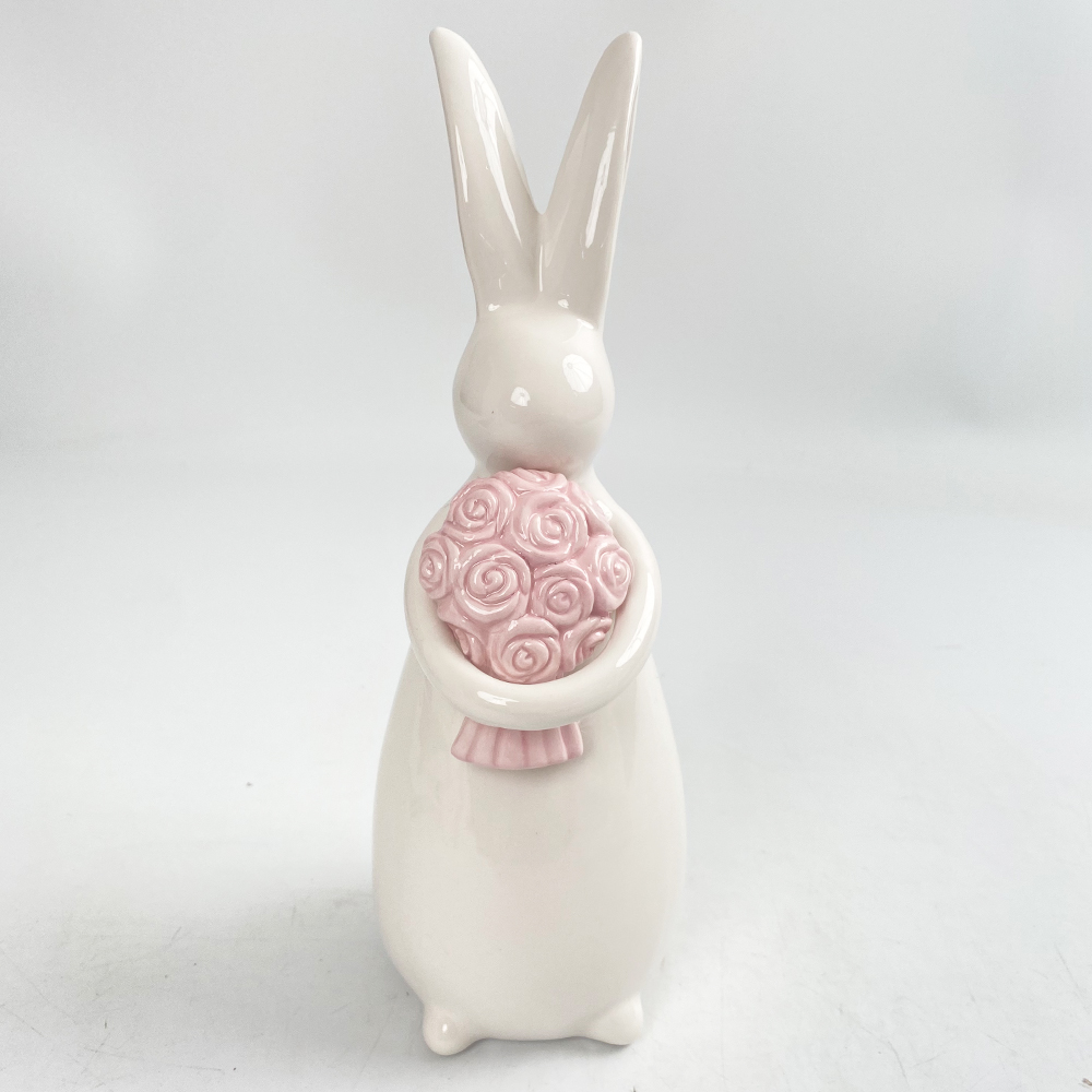 Kreative Keramik Kaninchen Kuschel Hase Frühling Tischdeko Ostern Keramik Statue Ostern Wohndeko 4