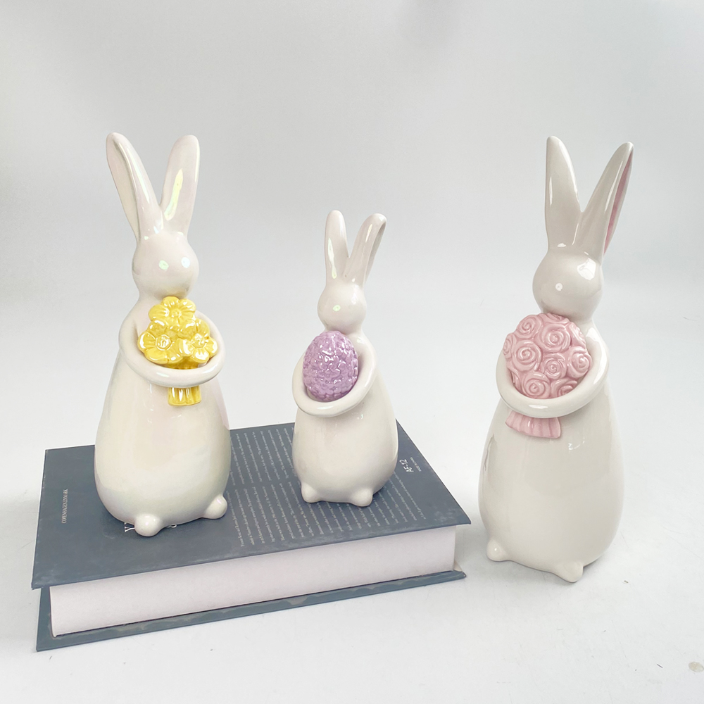 Kreative Keramik Kaninchen Kuschel Hase Frühling Tischdeko Ostern Keramik Statue Ostern Wohndeko 5