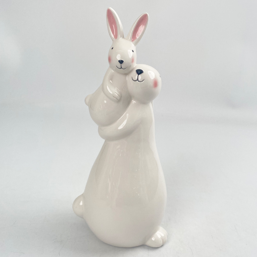 Porzellan-Festival-Häschen-Familienfigur, Keramik, Bankett, Haushalt, Kaninchen, Miniatur, Mutter, Ornament, Vater, Dekor, Kind, Geschenk, Handwerk 2