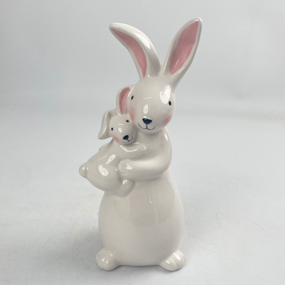 Porzellan-Festival-Häschen-Familienfigur, Keramik, Bankett, Haushalt, Kaninchen, Miniatur, Mutter, Ornament, Vater, Dekor, Kind, Geschenk, Handwerk 5