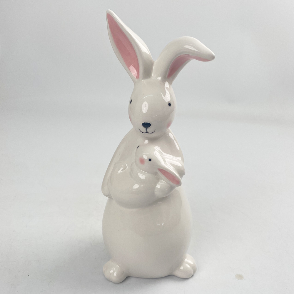 Porzellan-Festival-Häschen-Familienfigur, Keramik, Bankett, Haushalt, Kaninchen, Miniatur, Mutter, Ornament, Vater, Dekor, Kind, Geschenk, Handwerk 8