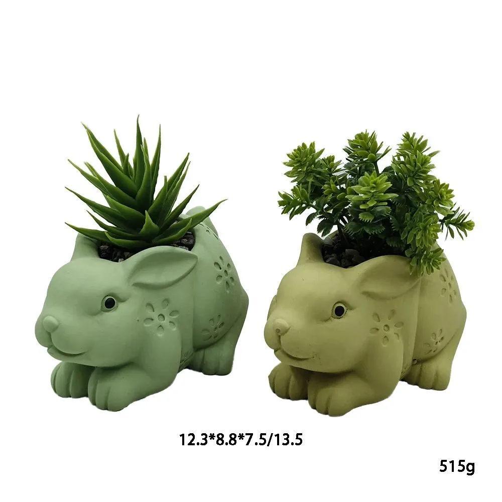 Home Desktop Dekoration Cute Bunny Kaninchen Zement Blumentopf Garten Sukkulente Topf 1