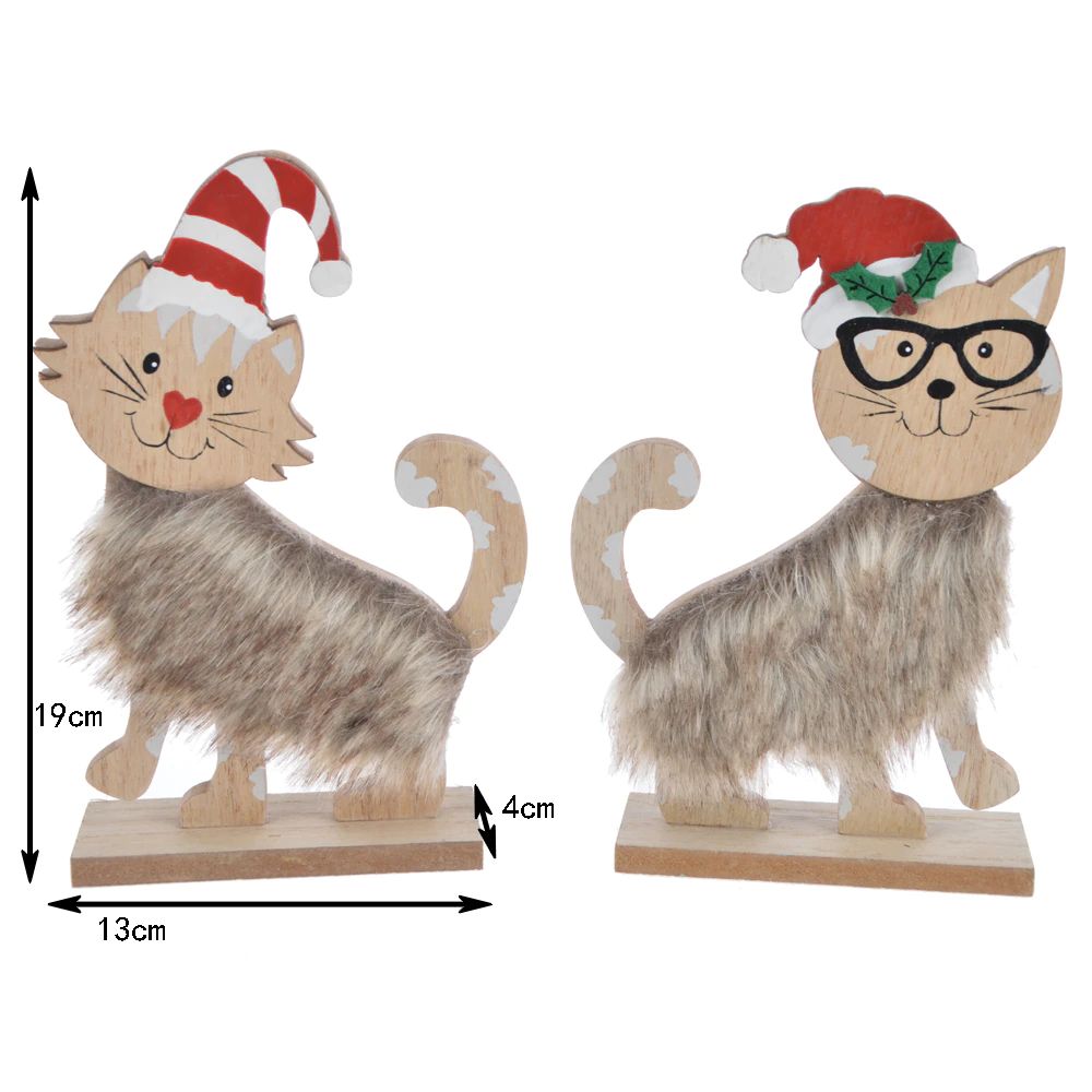 DIY Desktop Holz Katze Hirsch Ornament Home Dekorationen Hund Statue Weihnachten Dekorationen Zimmer Dekoration Zubehör 4