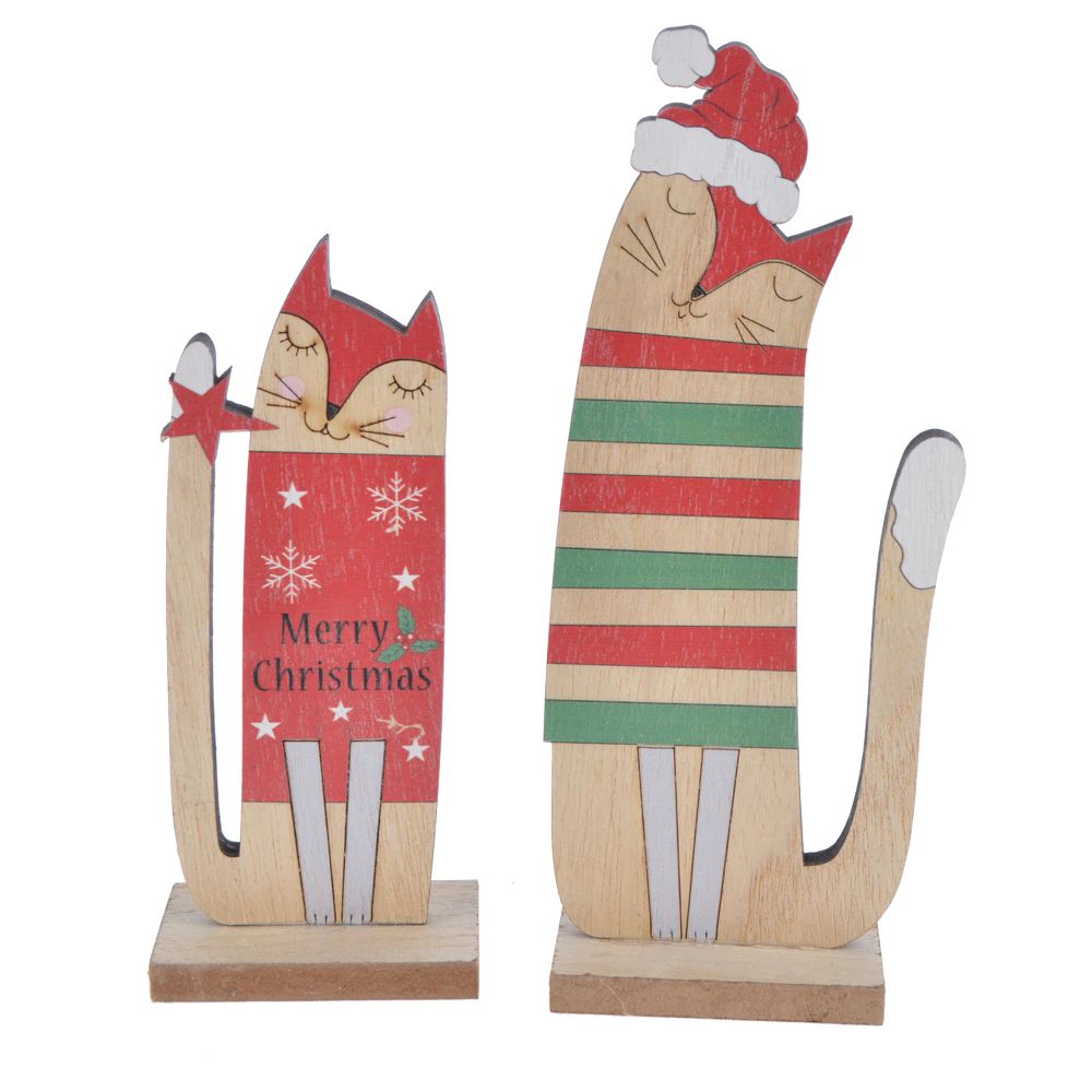 DIY Desktop Holz Katze Hirsch Ornament Home Dekorationen Hund Statue Weihnachten Dekorationen Zimmer Dekoration Zubehör 7