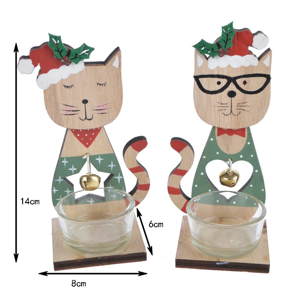 DIY Desktop Holz Katze Hirsch Ornament Home Dekorationen Hund Statue Weihnachten Dekorationen Zimmer Dekoration Zubehör 6