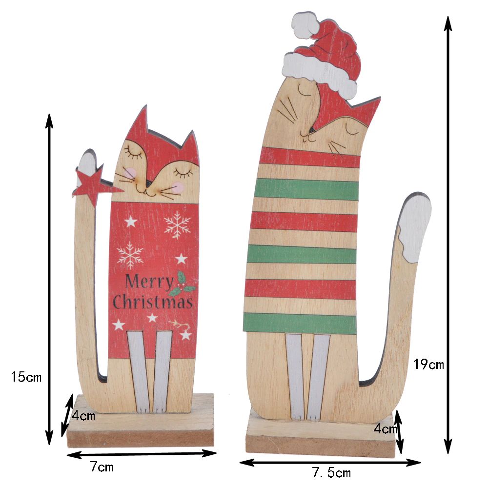 DIY Desktop Holz Katze Hirsch Ornament Home Dekorationen Hund Statue Weihnachten Dekorationen Zimmer Dekoration Zubehör 10