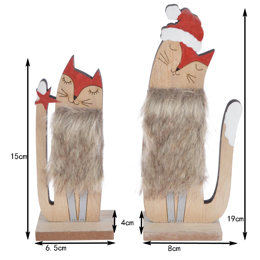 DIY Desktop Holz Katze Hirsch Ornament Home Dekorationen Hund Statue Weihnachten Dekorationen Zimmer Dekoration Zubehör 8