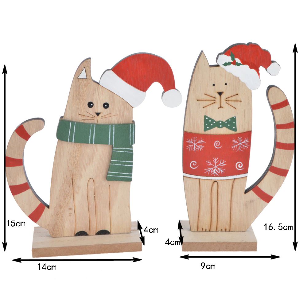 DIY Desktop Holz Katze Hirsch Ornament Home Dekorationen Hund Statue Weihnachten Dekorationen Zimmer Dekoration Zubehör 9