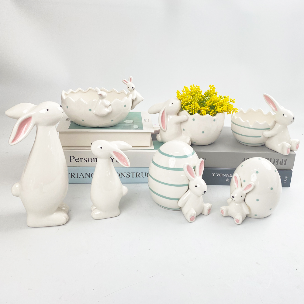 Keramik Kaninchen Ostern Korb Porzellan Bunny Schalen Süßigkeiten Servierschalen Hause Dekorative Geschirr Blumentopf 1