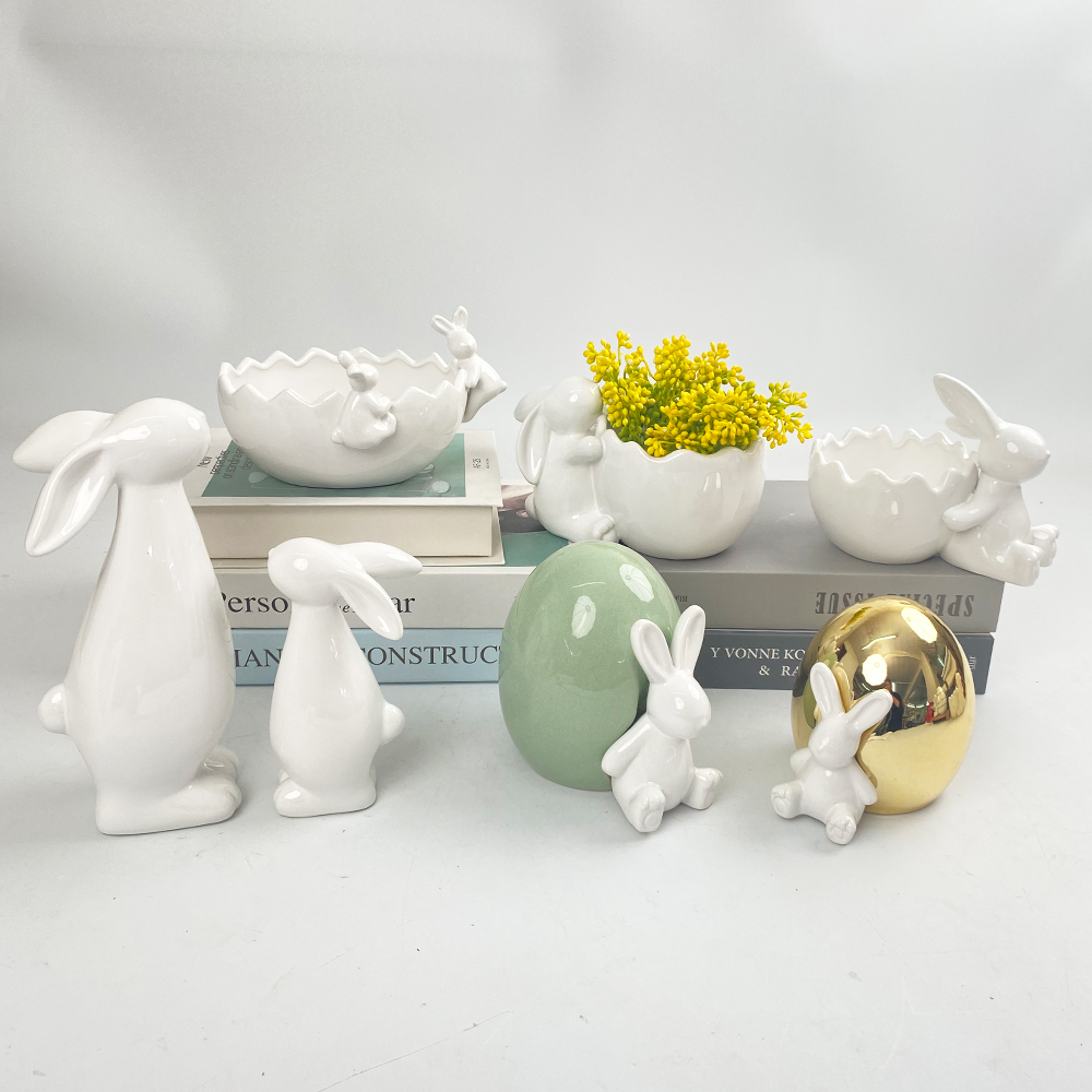 Keramik Kaninchen Ostern Korb Porzellan Bunny Schalen Süßigkeiten Servierschalen Hause Dekorative Geschirr Blumentopf 2
