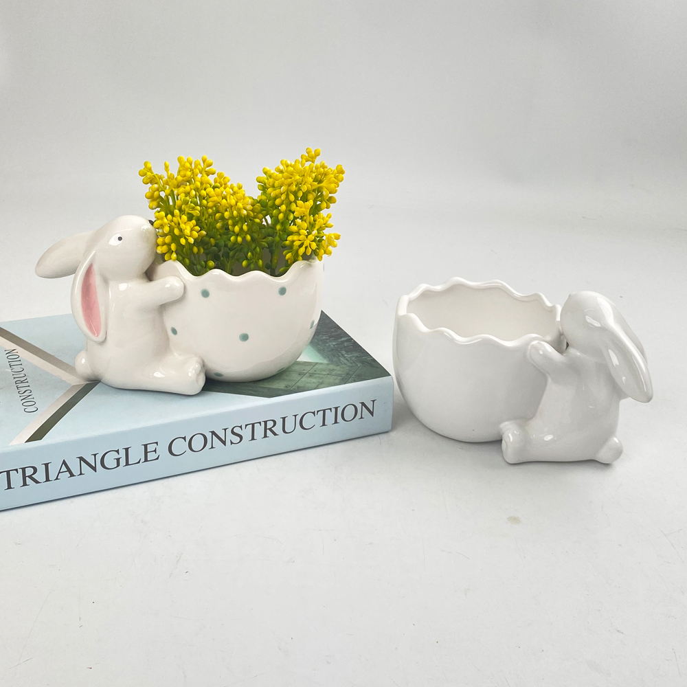 Keramik Kaninchen Ostern Korb Porzellan Bunny Schalen Süßigkeiten Servierschalen Hause Dekorative Geschirr Blumentopf 7