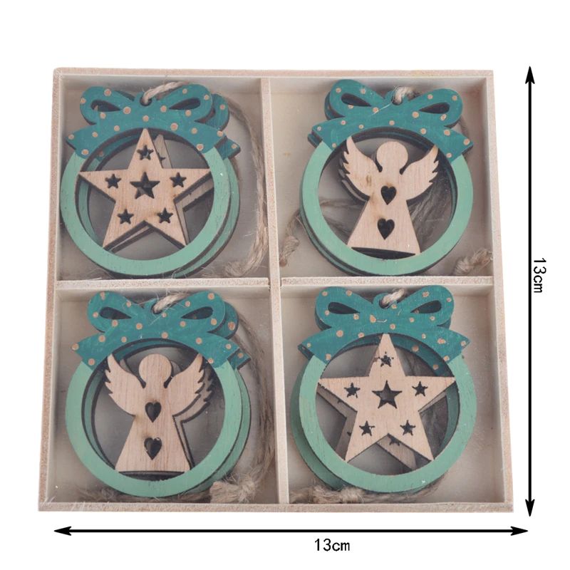 Colgante de madera navideño rojo/verde, adornos navideños, adornos colgantes para árbol de Navidad, decoración navideña de Año Nuevo para el hogar. 5