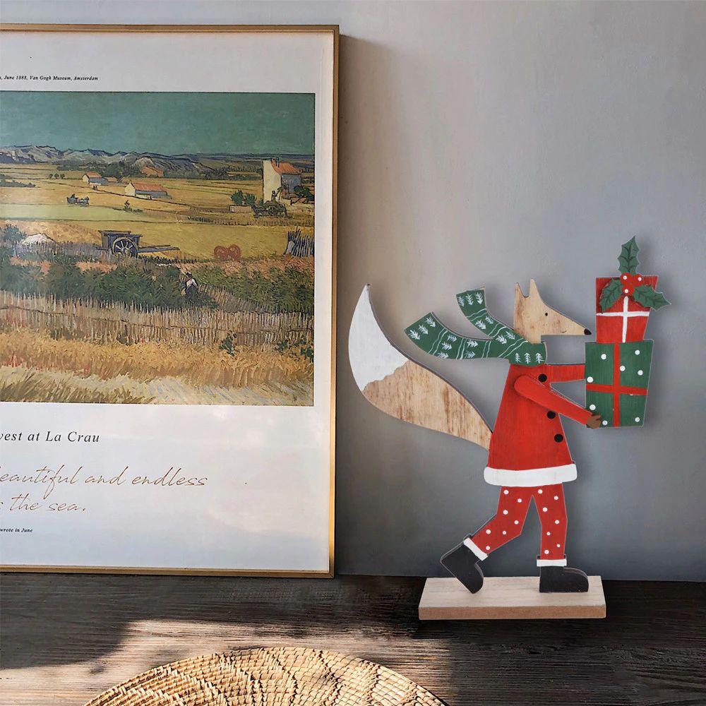 Holztier-Weihnachtsdekoration, DIY-Holzhandwerk, Weihnachtsschmuck für Weihnachtsfeier, Heimdekoration auf dem Tisch 2