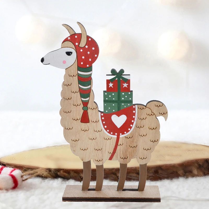 Holztier-Weihnachtsdekoration, DIY-Holzhandwerk, Weihnachtsschmuck für Weihnachtsfeier, Heimdekoration auf dem Tisch 5