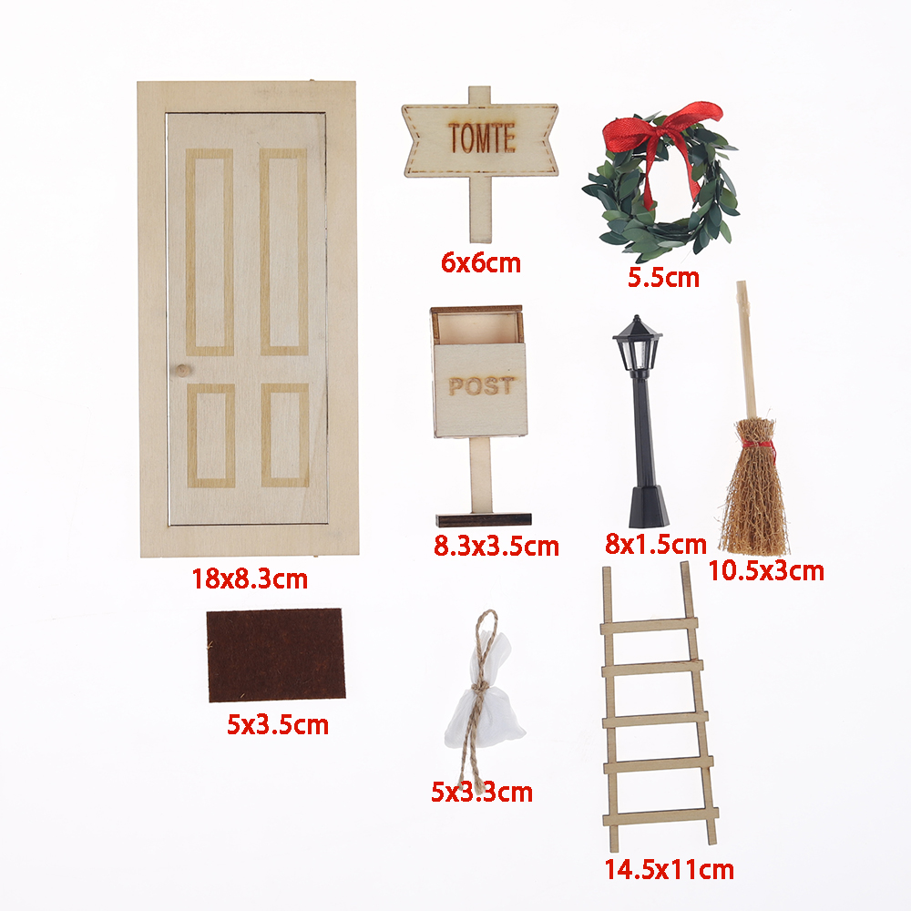 Мебель DIY Craft Gift Рождественский кукольный домик Украшение Мини Деревянный Сказочный Дверь Набор 3