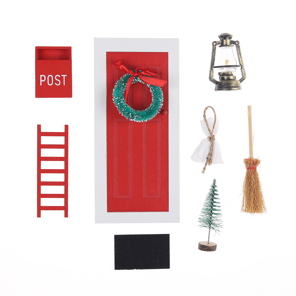 Weihnachtszauber-Feentüren-Dekorationsset, DIY-Holzhandwerk, Miniatur-Feentüren-Zubehör 2