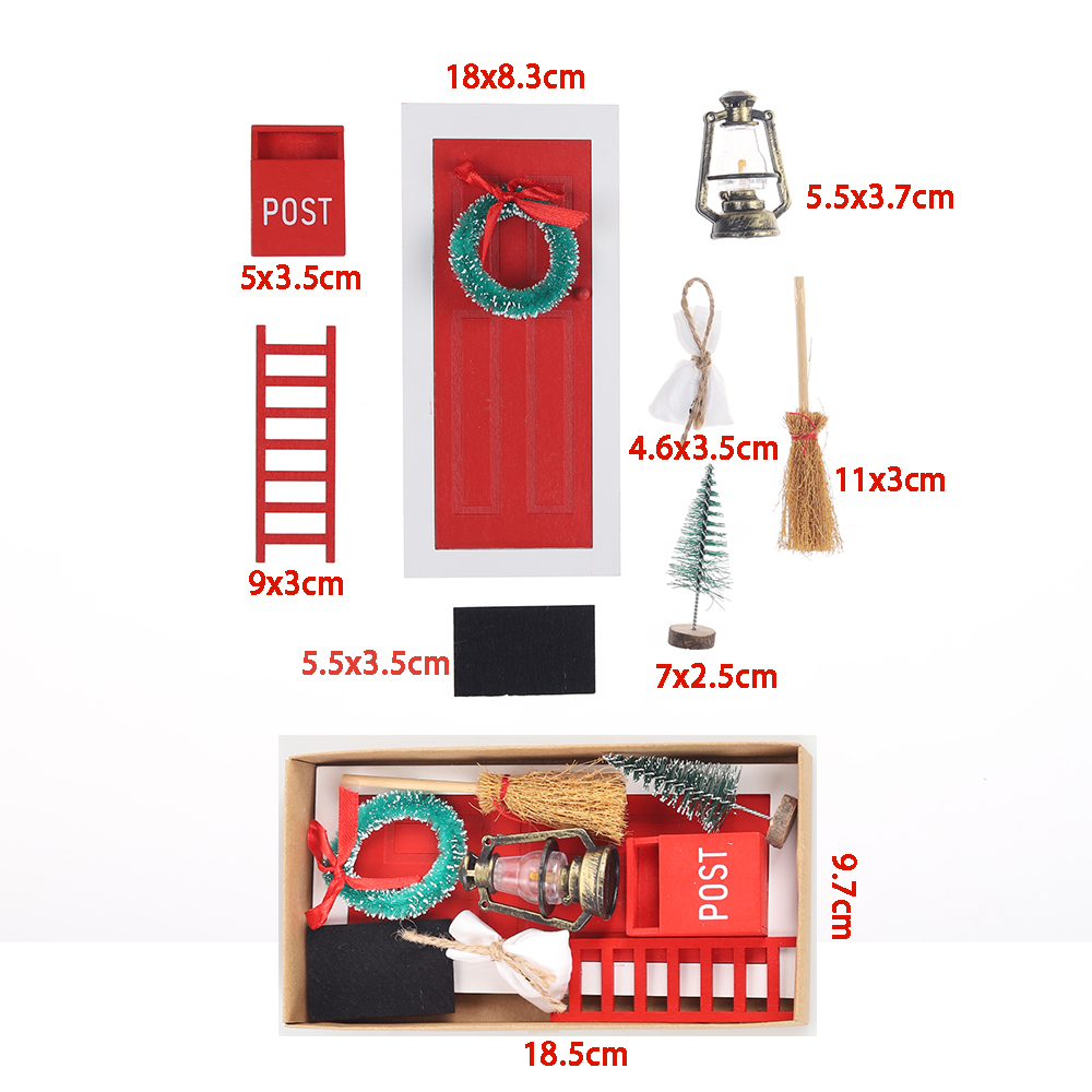 Weihnachtszauber-Feentüren-Dekorationsset, DIY-Holzhandwerk, Miniatur-Feentüren-Zubehör 4