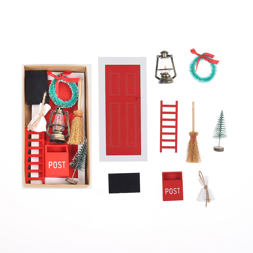 Weihnachtszauber-Feentüren-Dekorationsset, DIY-Holzhandwerk, Miniatur-Feentüren-Zubehör 3