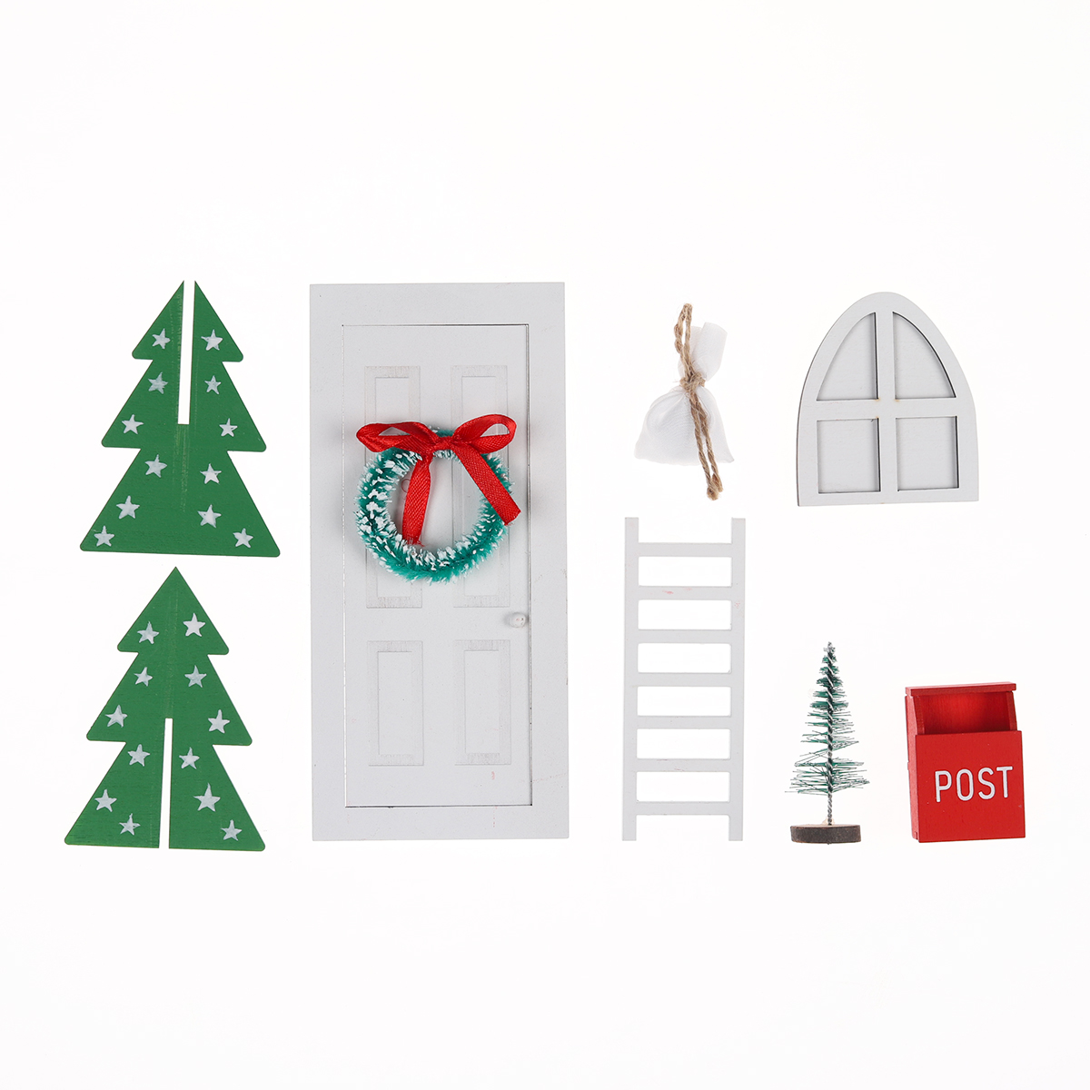 Muebles de casa de muñecas de Navidad, manualidades para niños, regalo, juego de accesorios para puerta de hadas en miniatura 2