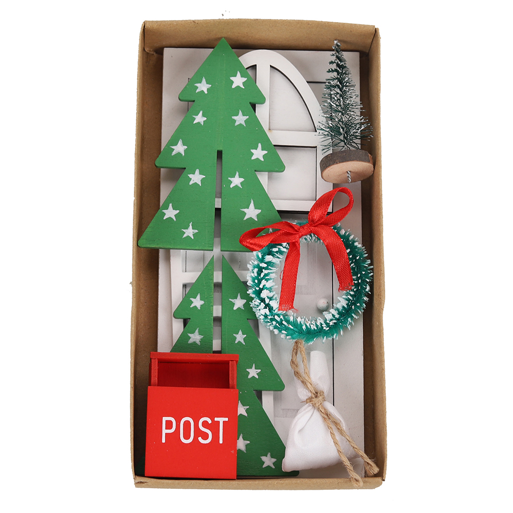 Muebles de casa de muñecas de Navidad, manualidades para niños, regalo, juego de accesorios para puerta de hadas en miniatura 4