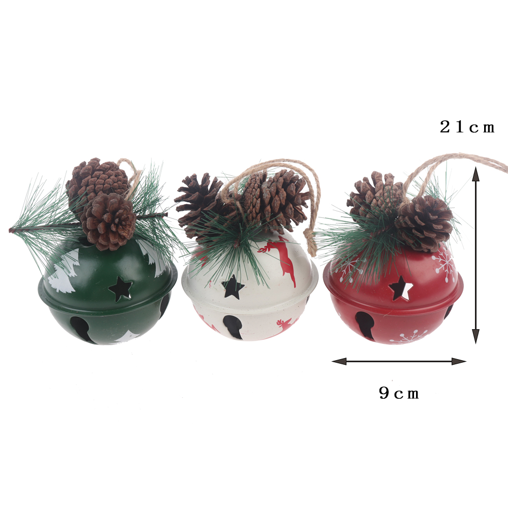 Adornos navideños para árbol de Navidad, campanas de metal colgantes, paquete triple, regalo para festivales 3