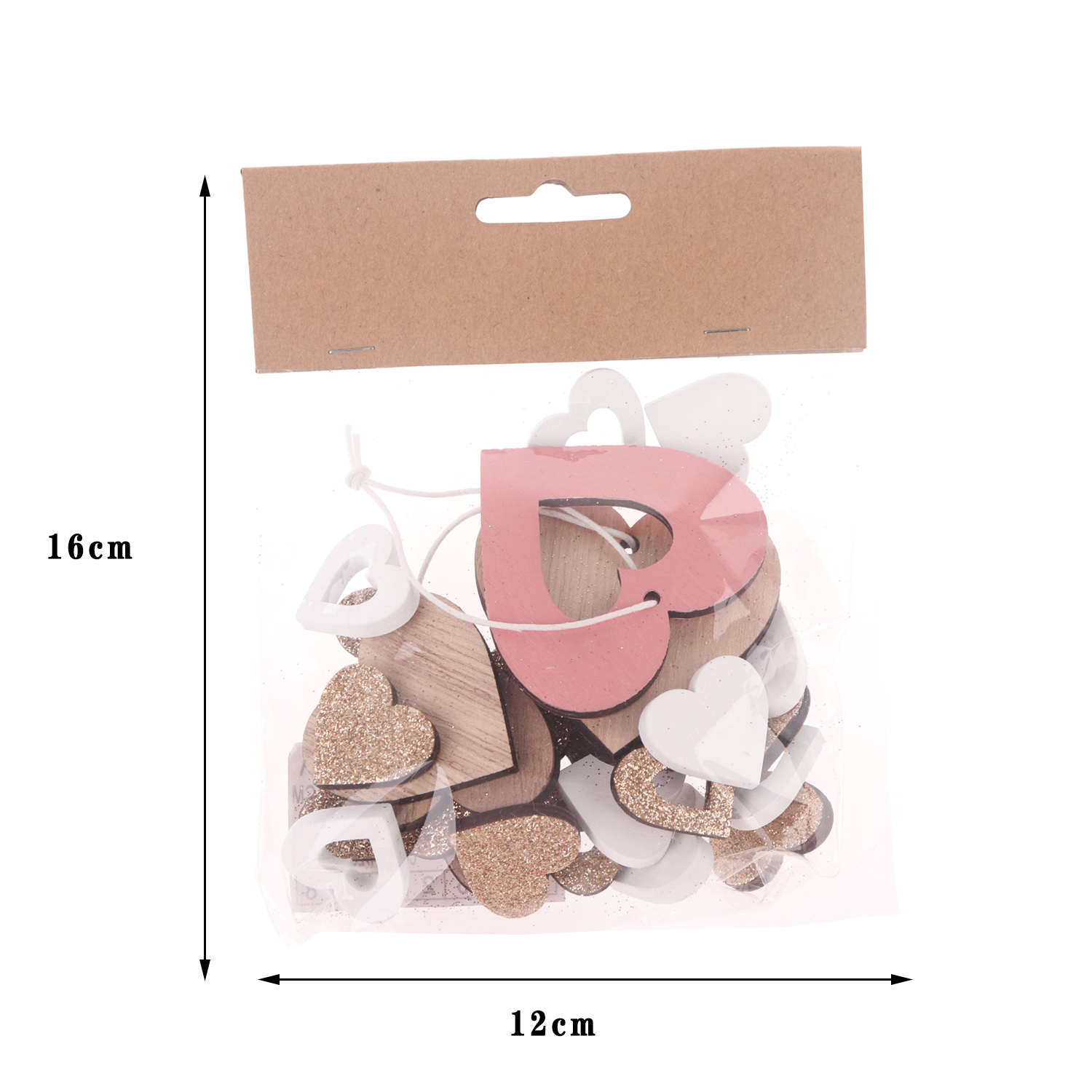 Confeti de madera de colores con forma de corazón y purpurina para decoración de bodas. 2