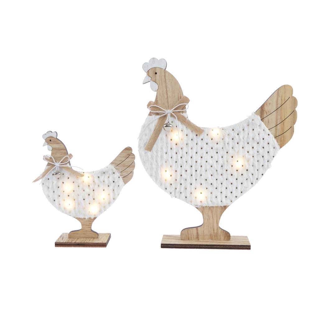 Holzhahn Dekoleuchte Huhn Schreibtischdekoration 1