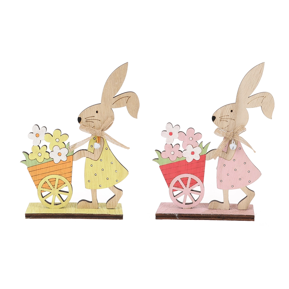 home decoration new design rabbit handcart easter decoration 1