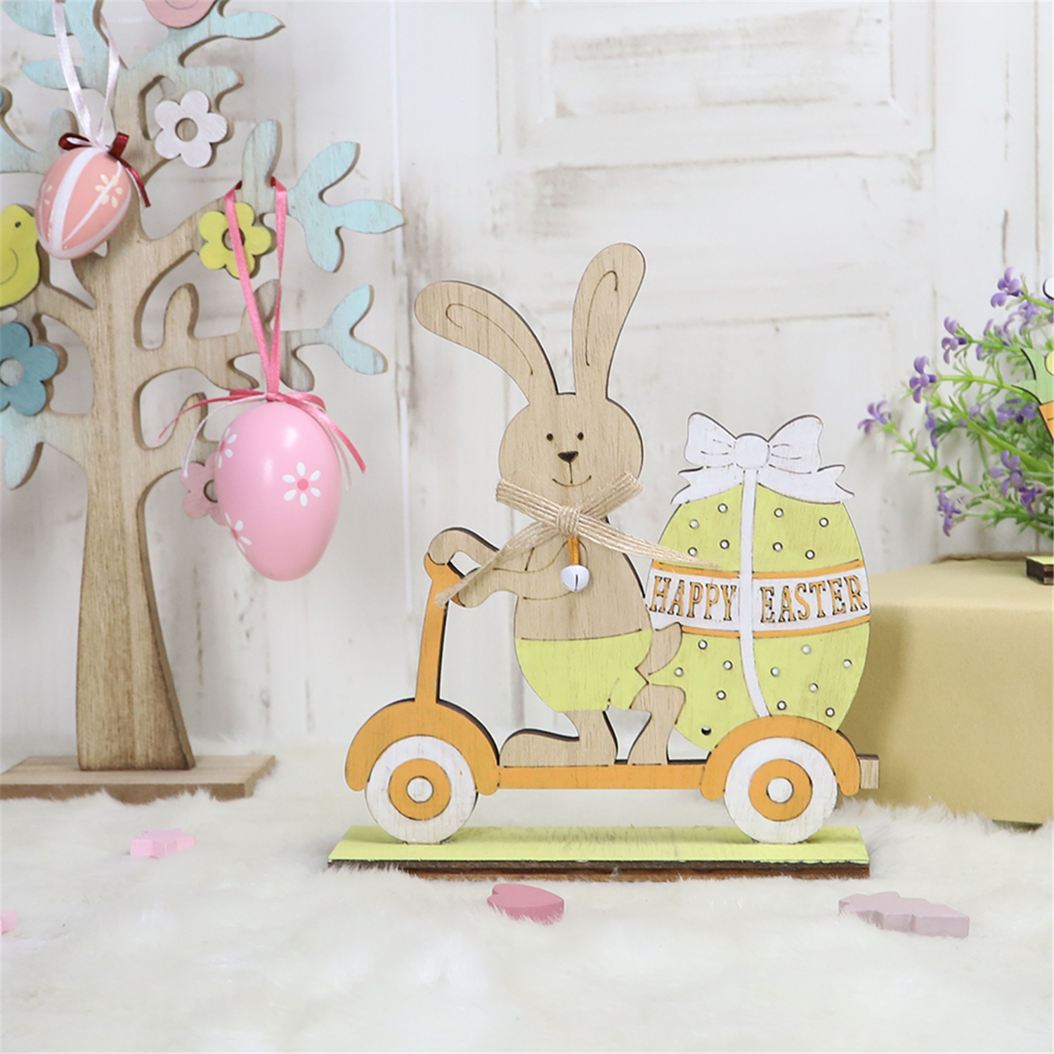 Proveedor de artesanías artesanales de fábrica con conejo de Pascua de primavera para montar en scooter 3
