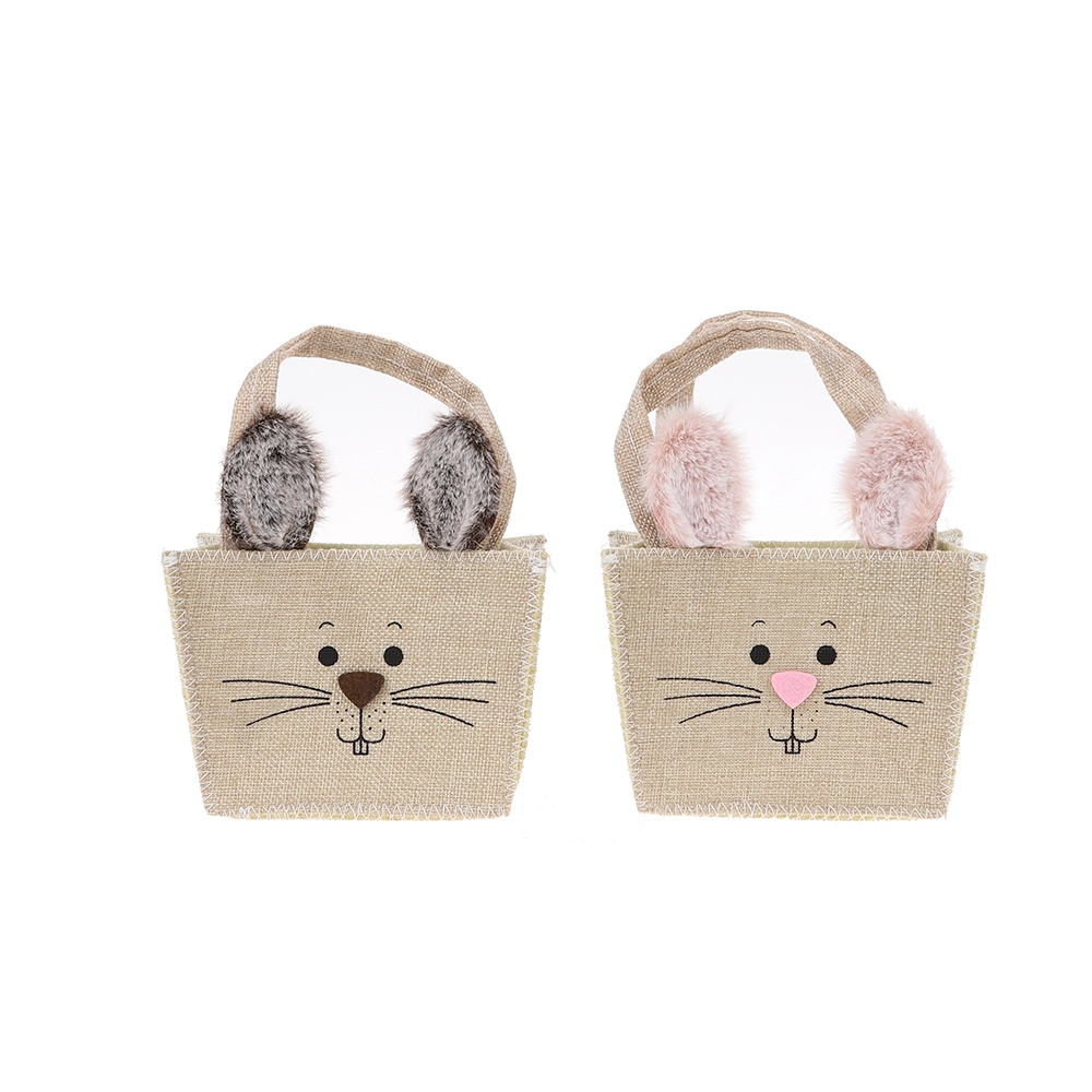 Proveedor de fábrica, linda maceta de conejo, bolsa de yute para dulces, bolsa de transporte, decoración de Pascua 1