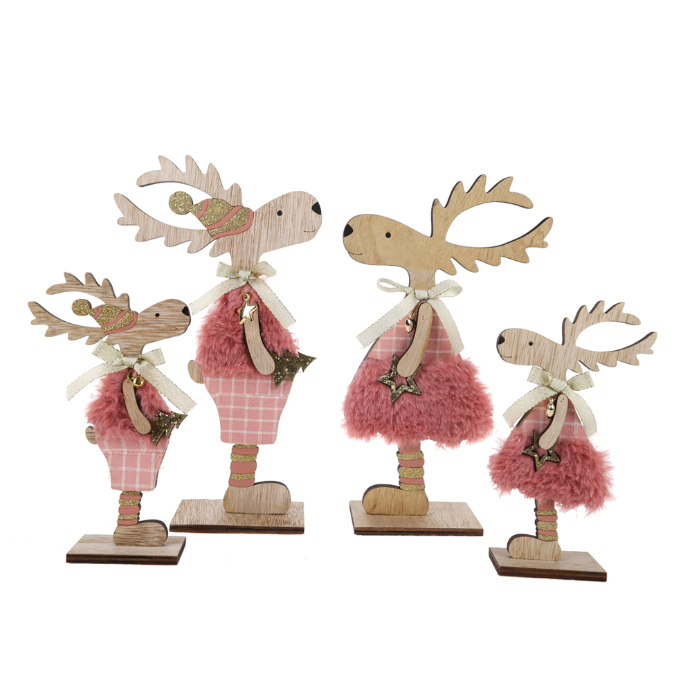 Christmas Wood Reindeer Decor Display Deer for Xmas Centerpiece Ornament 3