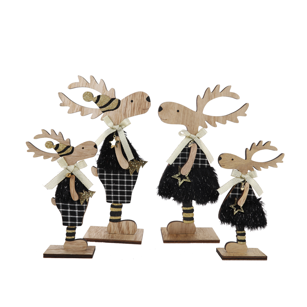 Christmas Wood Reindeer Decor Display Deer for Xmas Centerpiece Ornament 2