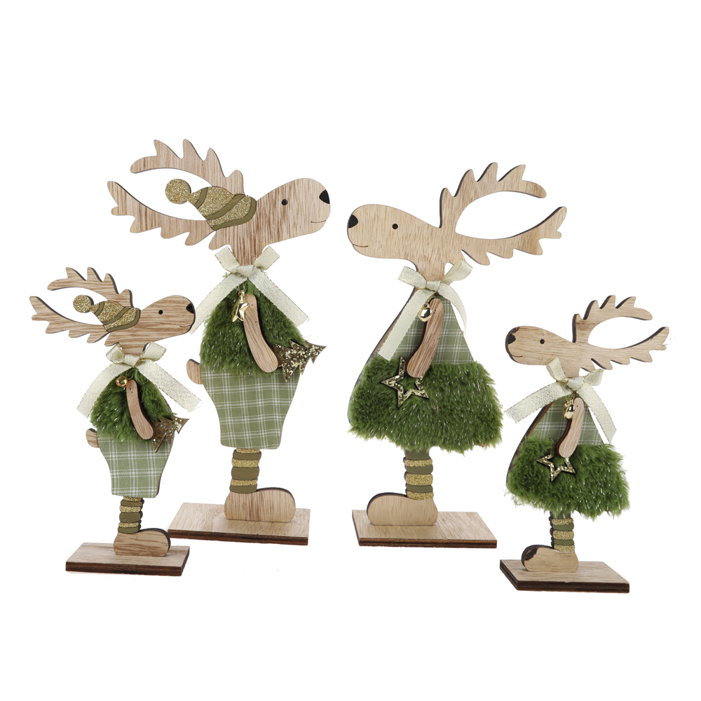 Christmas Wood Reindeer Decor Display Deer for Xmas Centerpiece Ornament 4