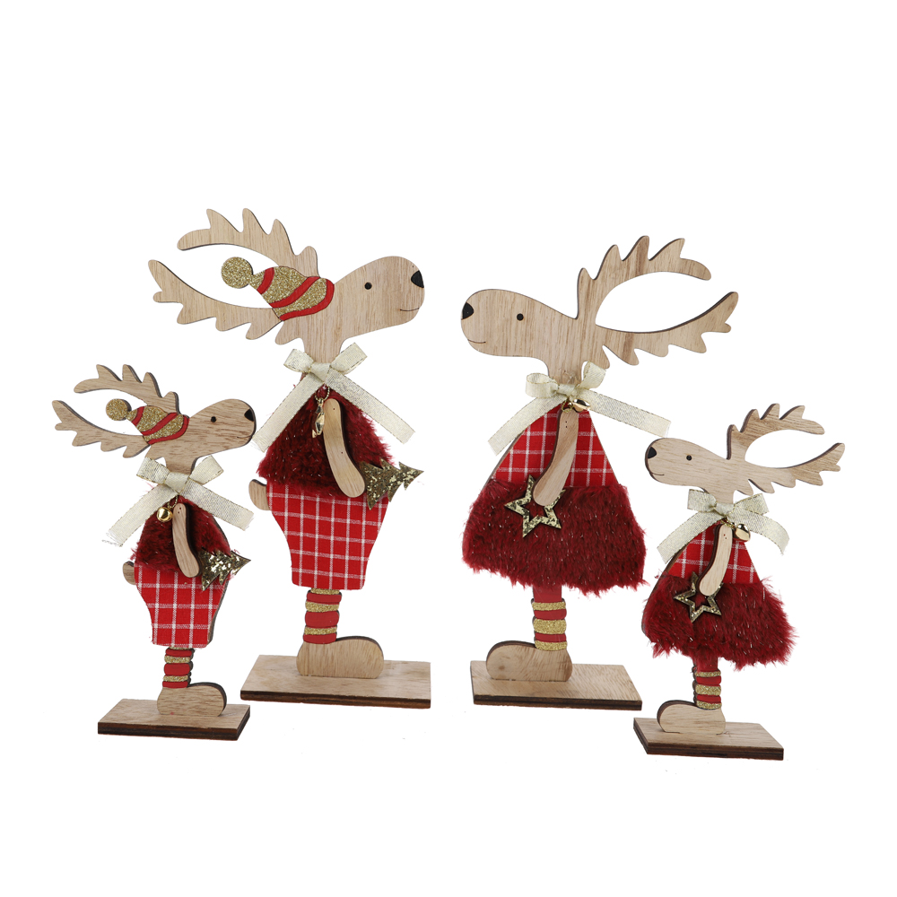 Christmas Wood Reindeer Decor Display Deer for Xmas Centerpiece Ornament 1