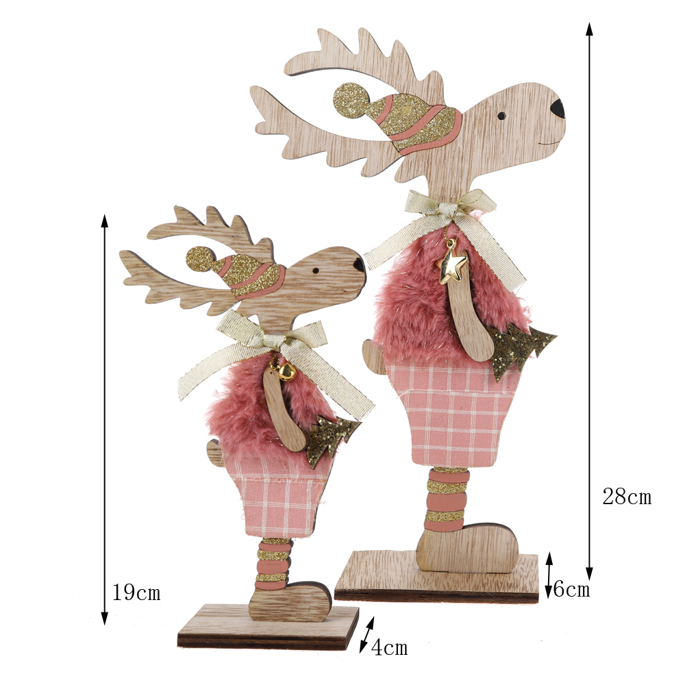Christmas Wood Reindeer Decor Display Deer for Xmas Centerpiece Ornament 5