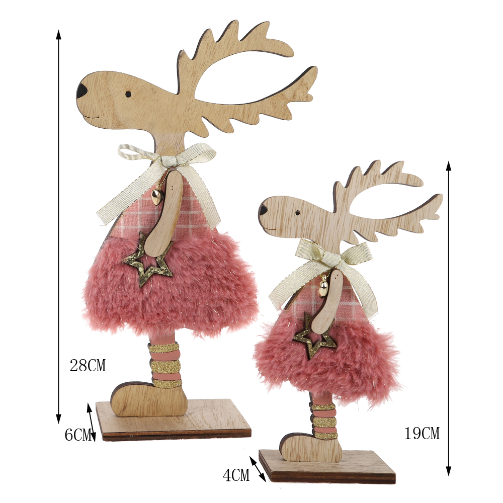 Christmas Wood Reindeer Decor Display Deer for Xmas Centerpiece Ornament 6