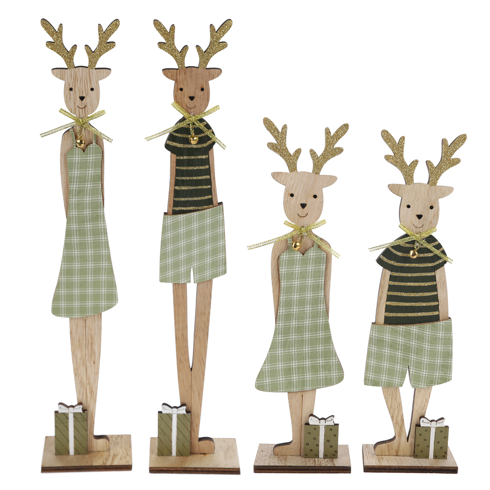 Customization Mr & Mrs Rudolph wooden standing pair Reindeer Christmas Figurine decoration 3