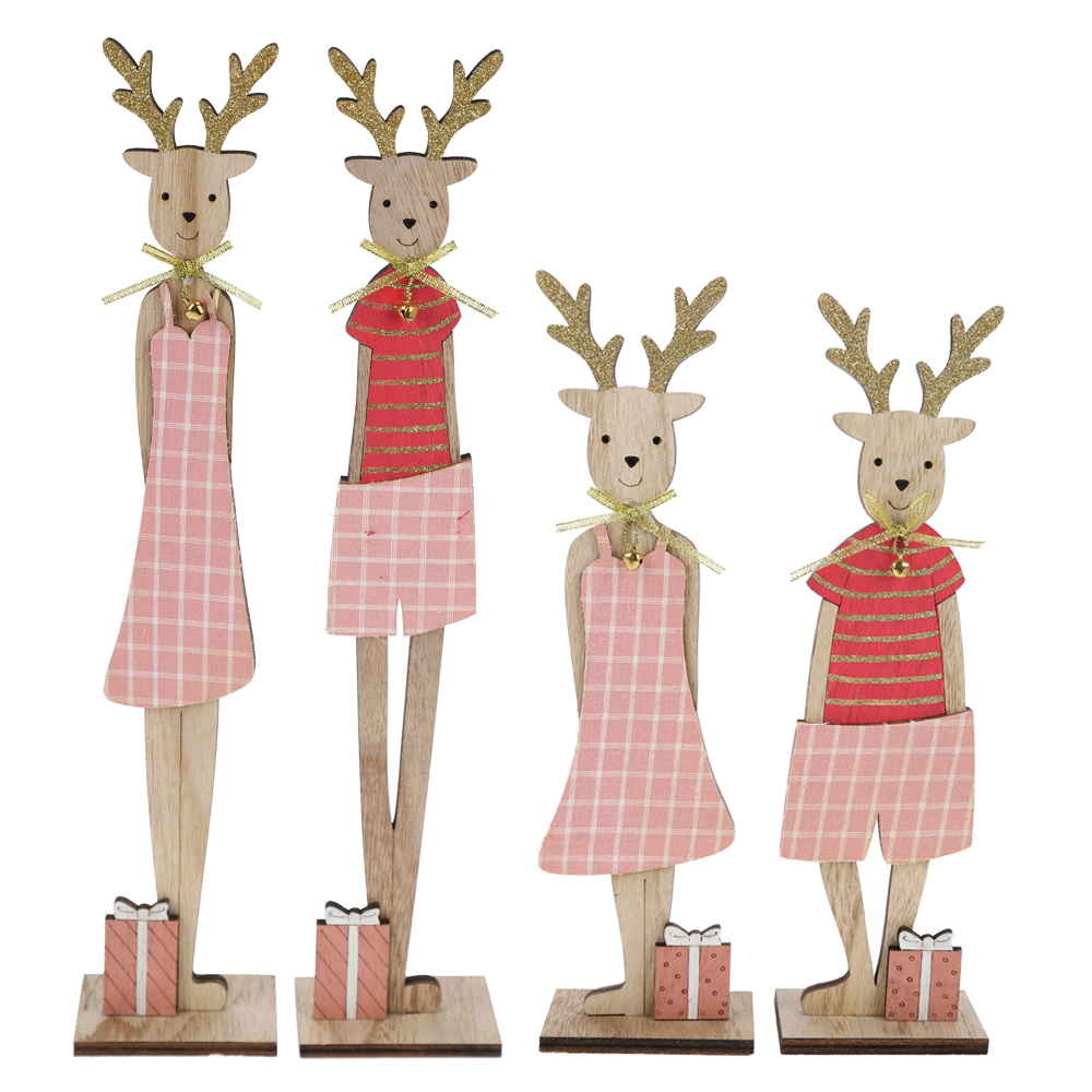 Customization Mr & Mrs Rudolph wooden standing pair Reindeer Christmas Figurine decoration 1