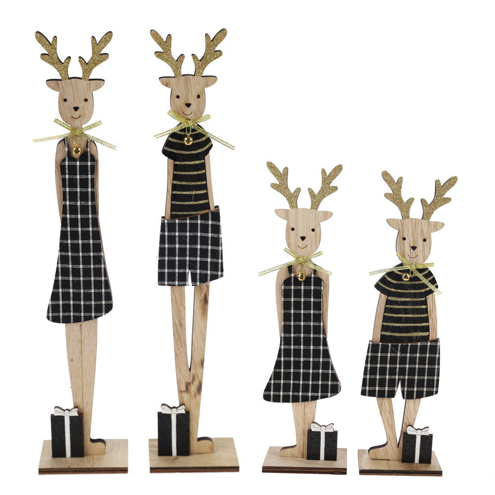 Customization Mr & Mrs Rudolph wooden standing pair Reindeer Christmas Figurine decoration 5