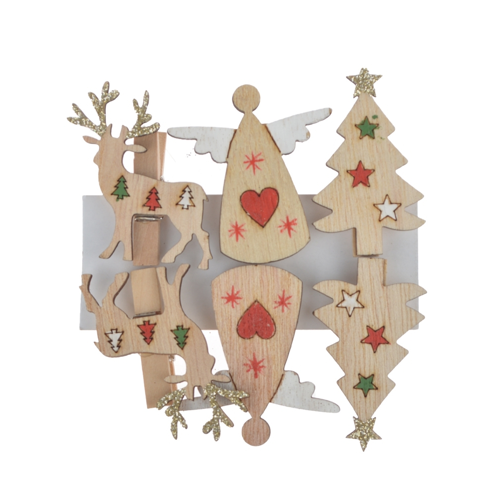 Wholesale Christmas Decoration Deer Pegs Decorative Clips Wooden Clothespin for Photo Postcard 1