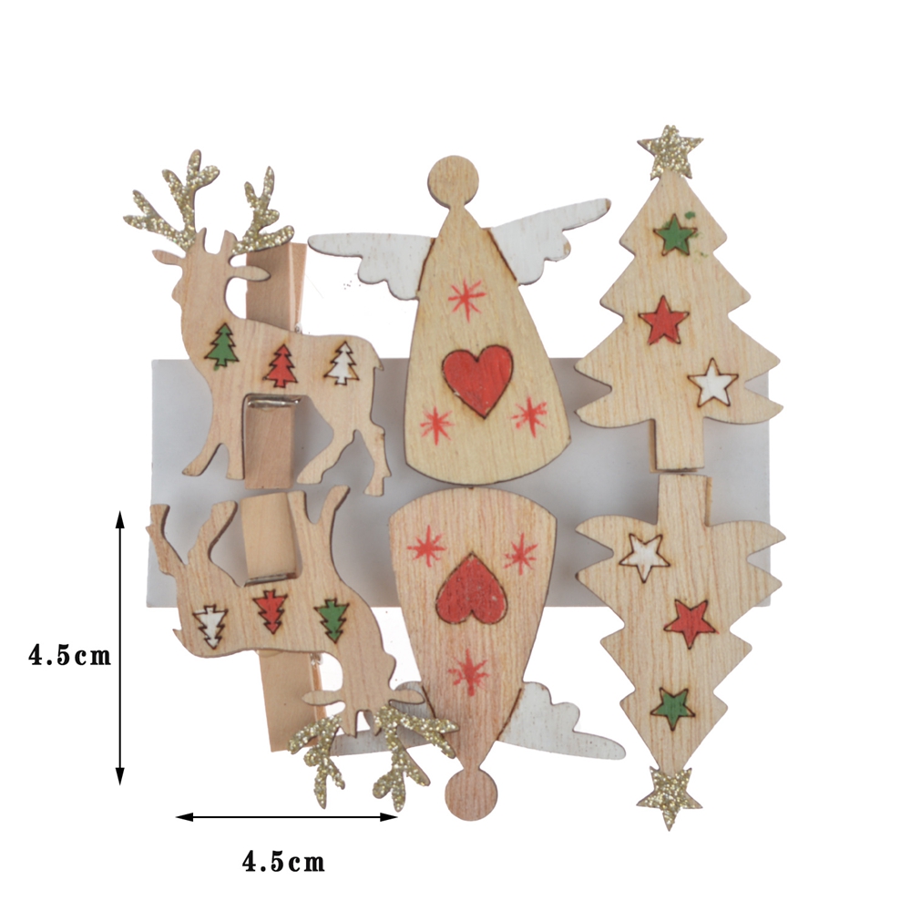 Großhandel Weihnachtsdekoration Hirsch Pegs Dekorative Clips Holz Wäscheklammer für Foto Postkarte 3