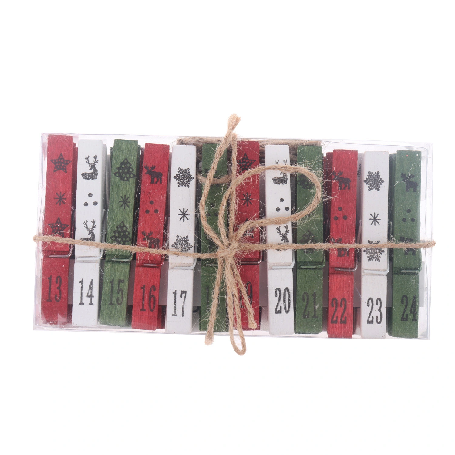 Wholesale DIY 24 Clips Christmas Advent Chain Wooden Clip Advent Calendar Numbers 1