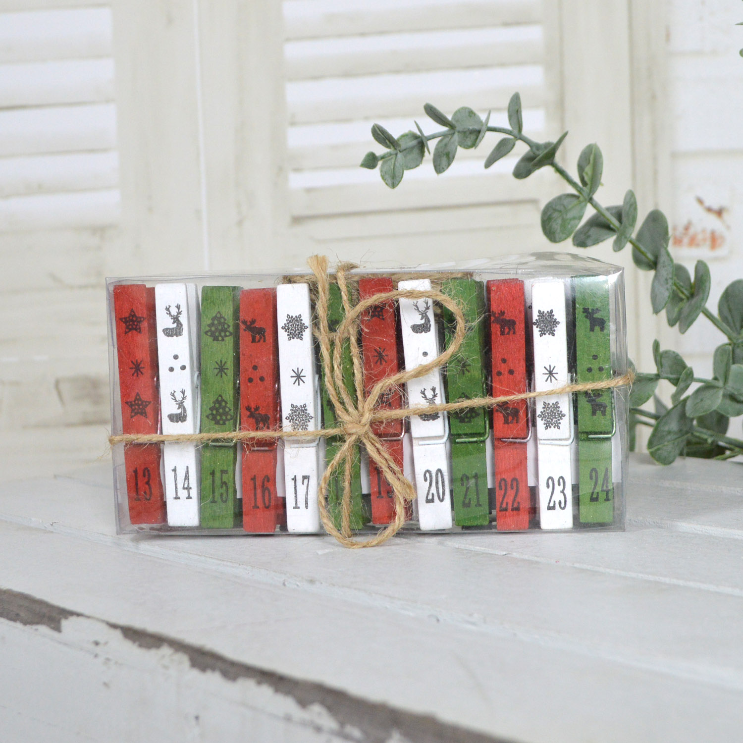 Großhandel DIY 24 Clips Weihnachten Advent Kette Holz Clip Advent Kalender Zahlen 3