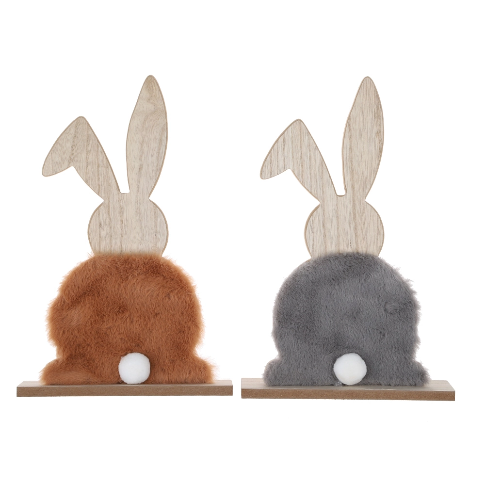 Adornos de Pascua: Conejo de peluche de madera, adornos de mesa, decoración para fiestas de primavera, proveedor de manualidades de Pascua. 1